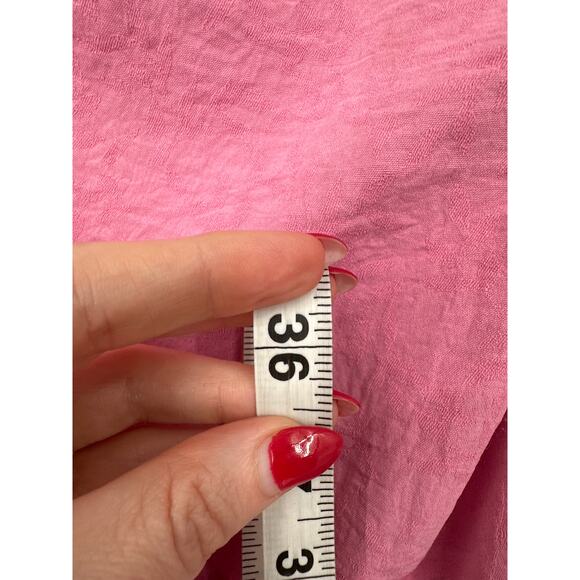 Entro Dress Women Medium Pink Mini Ruffle One Shoulder Asymmetrical Tiered Boho - Picture 8 of 9